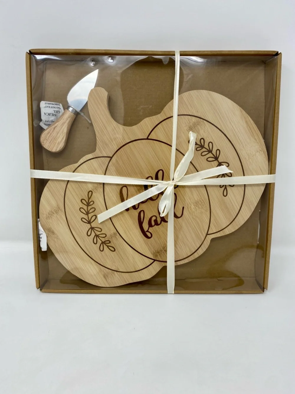 NEW - Hello Fall Pumpkin Cheese Board Set